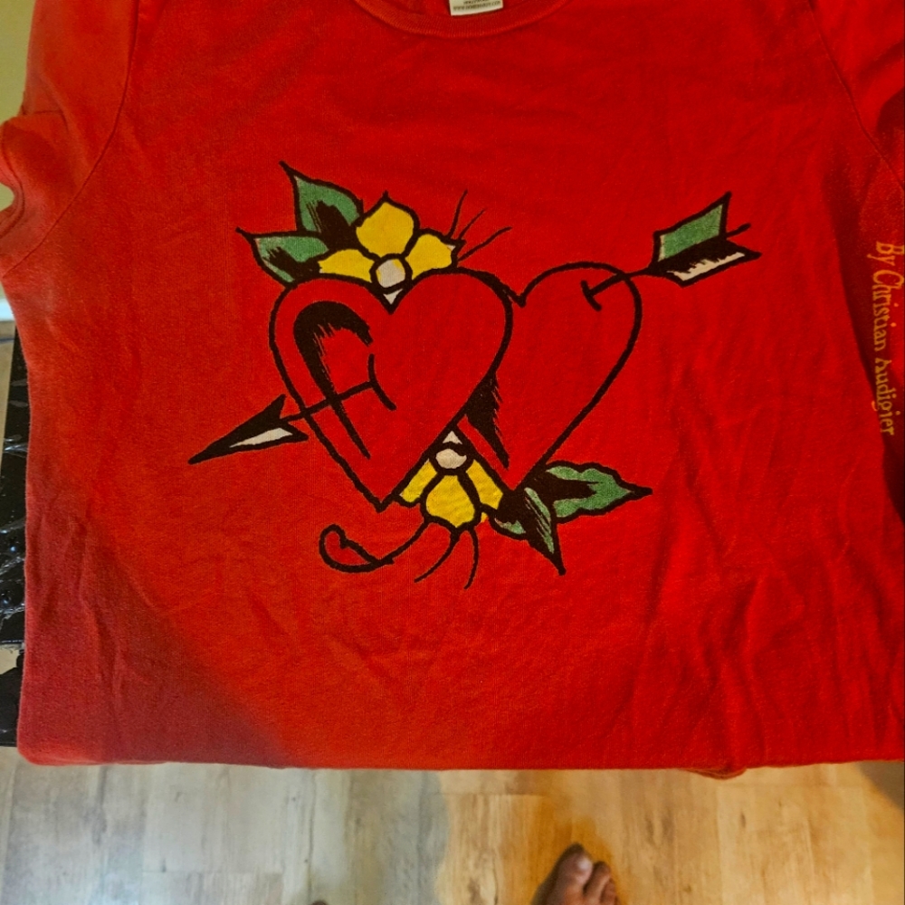 Y2K Ed Hardy by Christian Audigier Women's Medium M Heart Short Sleeve T Shirt